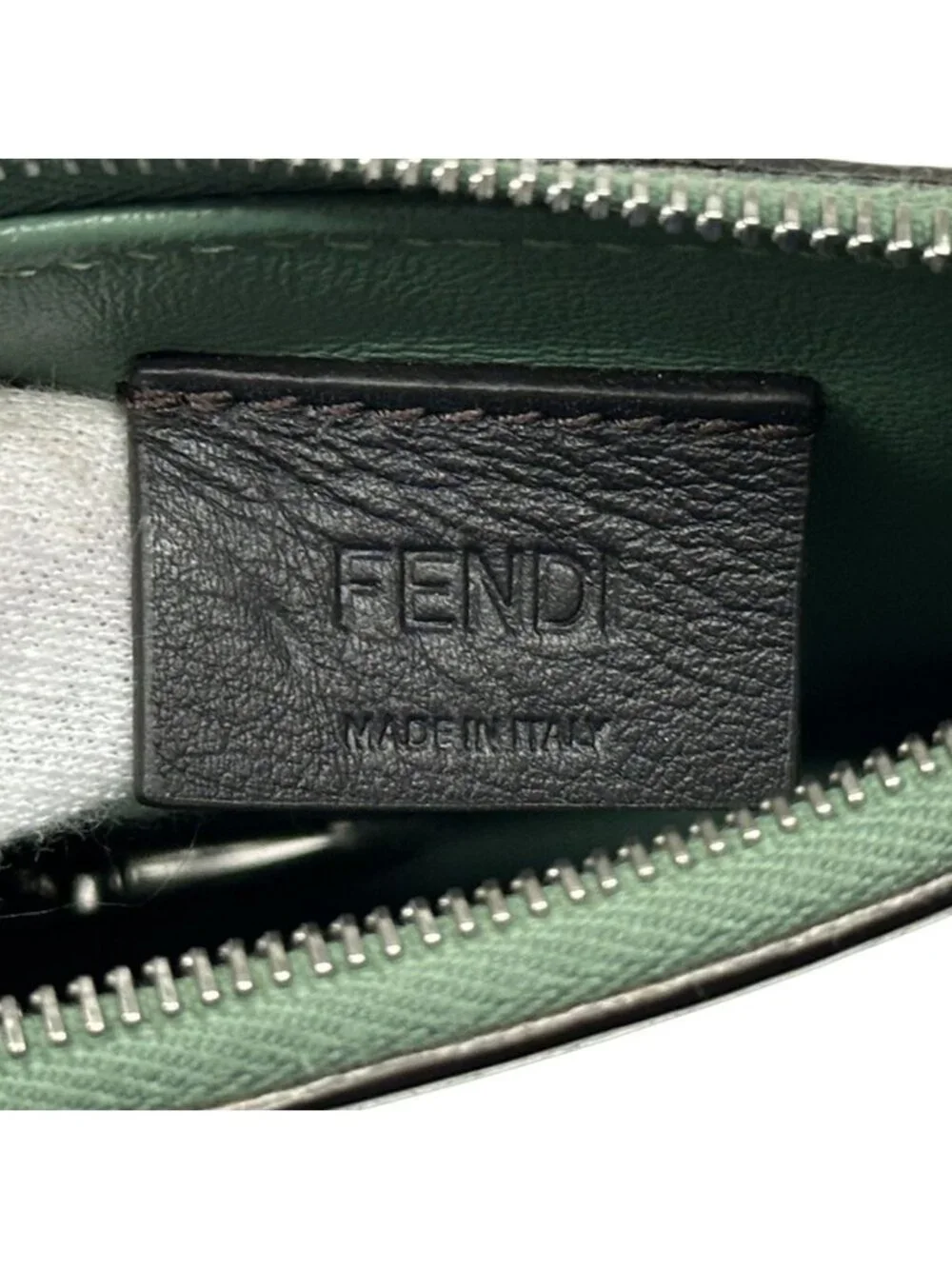 Fendi Wallet Coin Case Leather Fragment Green Card